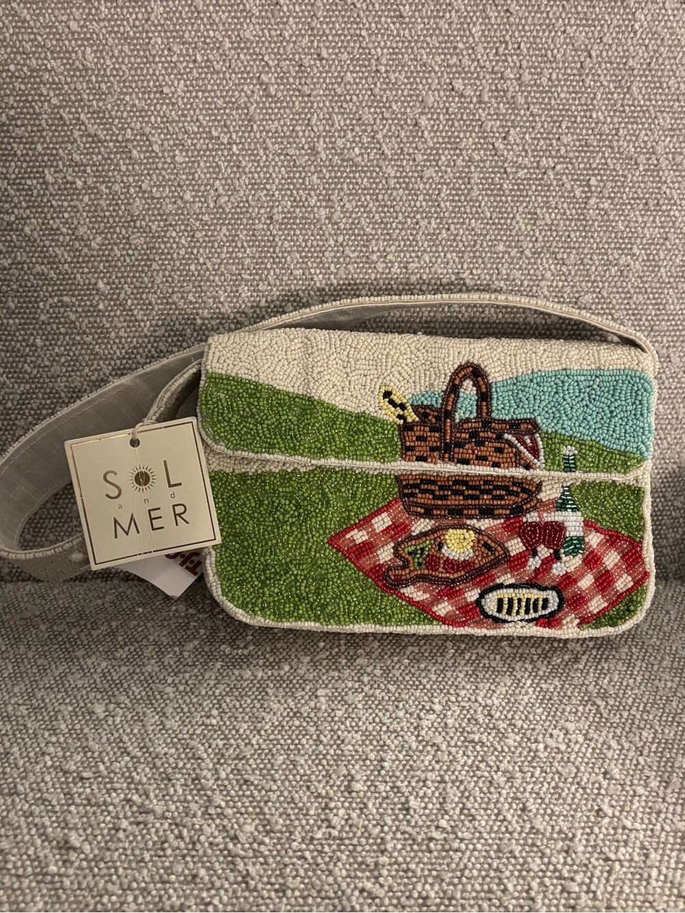 Beige Picnic Beaded Shoulder Bag Sol & Mer